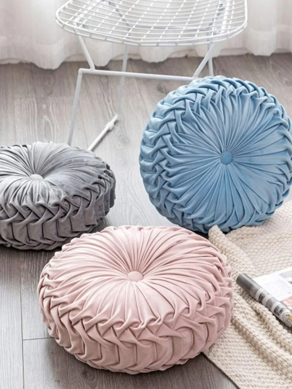 Decorative 3D Pumpkin Velvet Throw Pillow - Round Cushion for Couch, Sofa, Bed